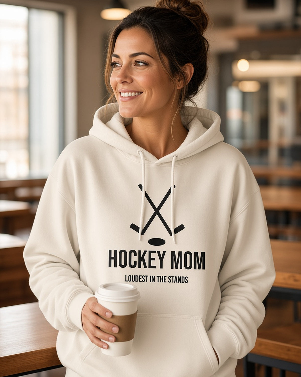 Hockey Mom Crossed Sticks Emblem Hoodie