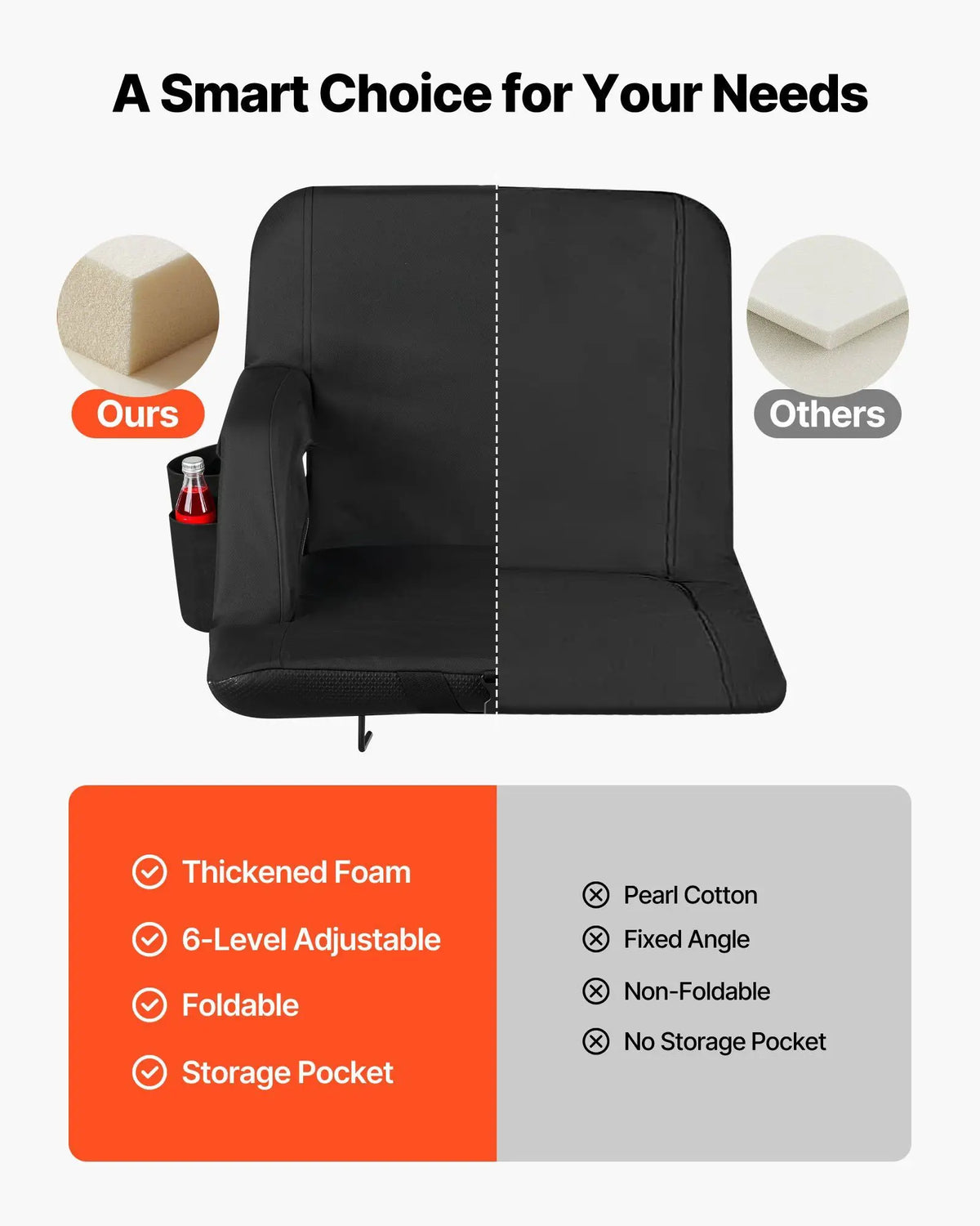 Extra-Wide 6-Position Reclining Bleacher Chair
