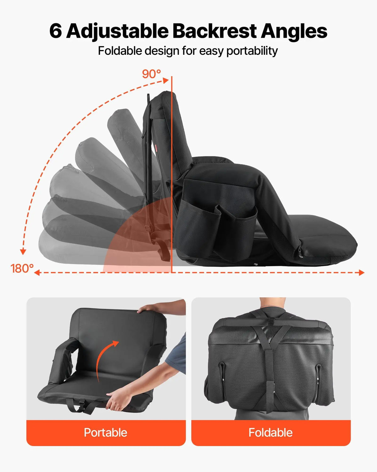 Extra-Wide 6-Position Reclining Bleacher Chair