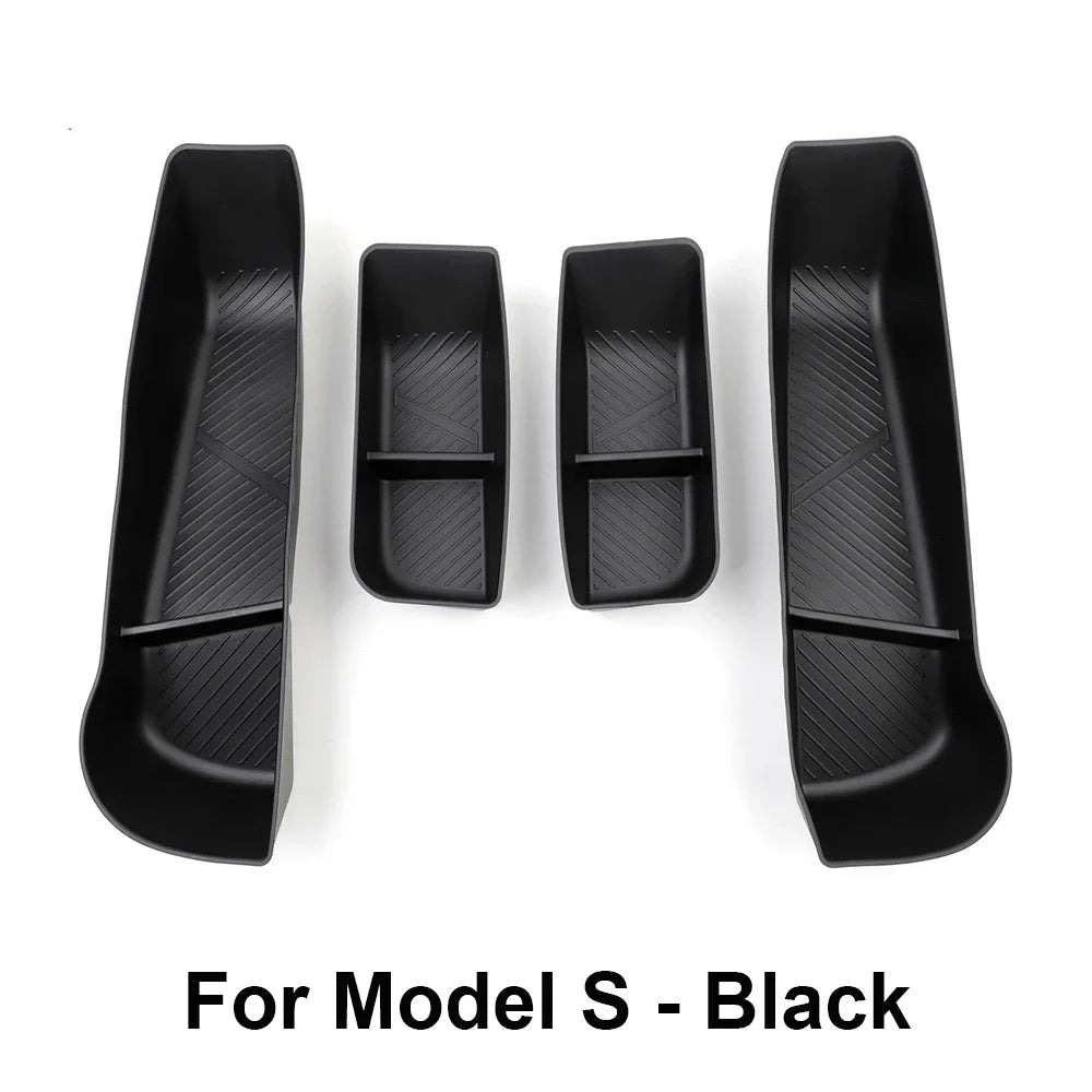 Set of four black door storage boxes for Model S