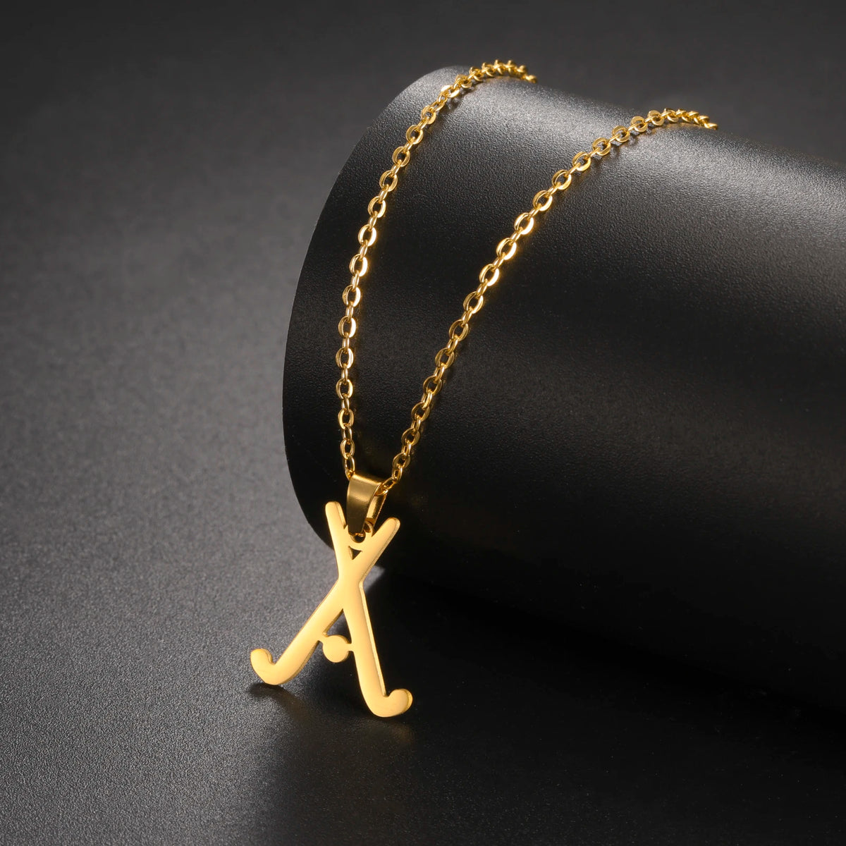 Hockey Stick Pendant Necklace, Stainless Steel