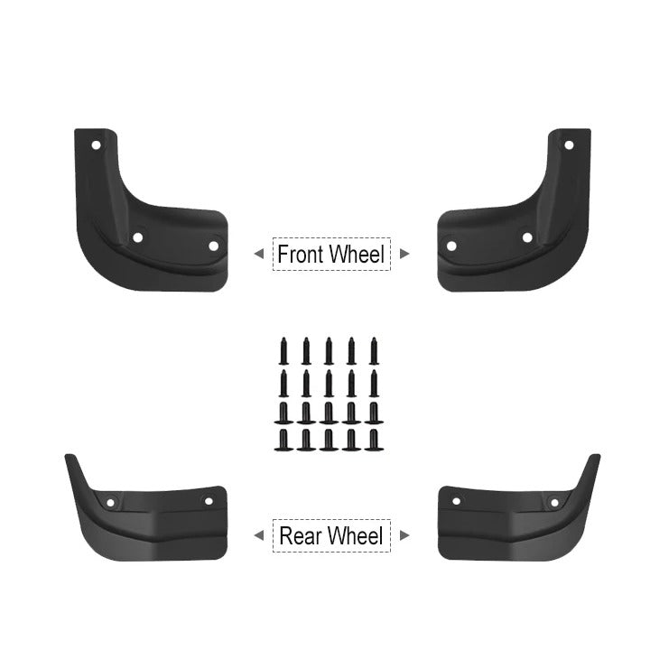 Model 3 Highland mud flaps set of 4 on white background