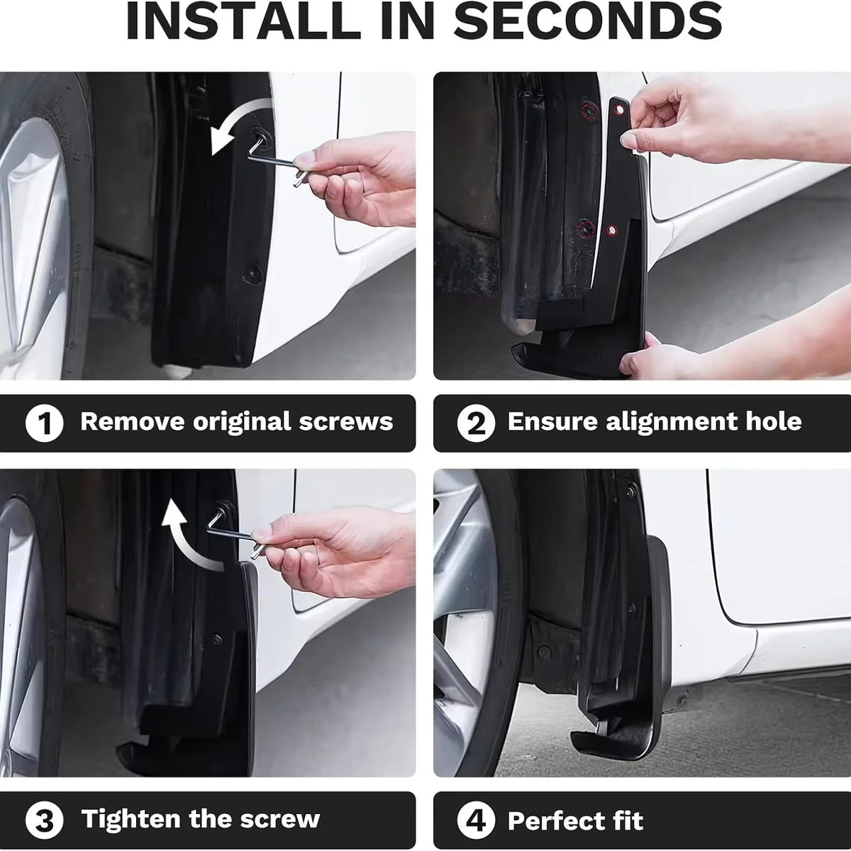 Four-step mud flap installation guide
