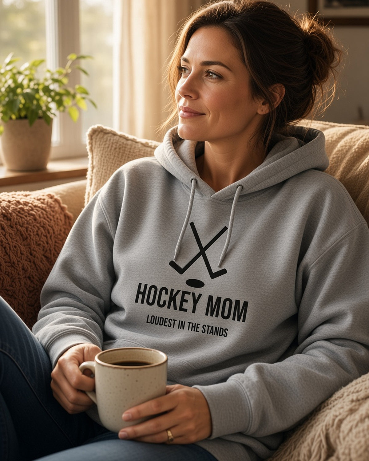 Hockey Mom Crossed Sticks Emblem Hoodie