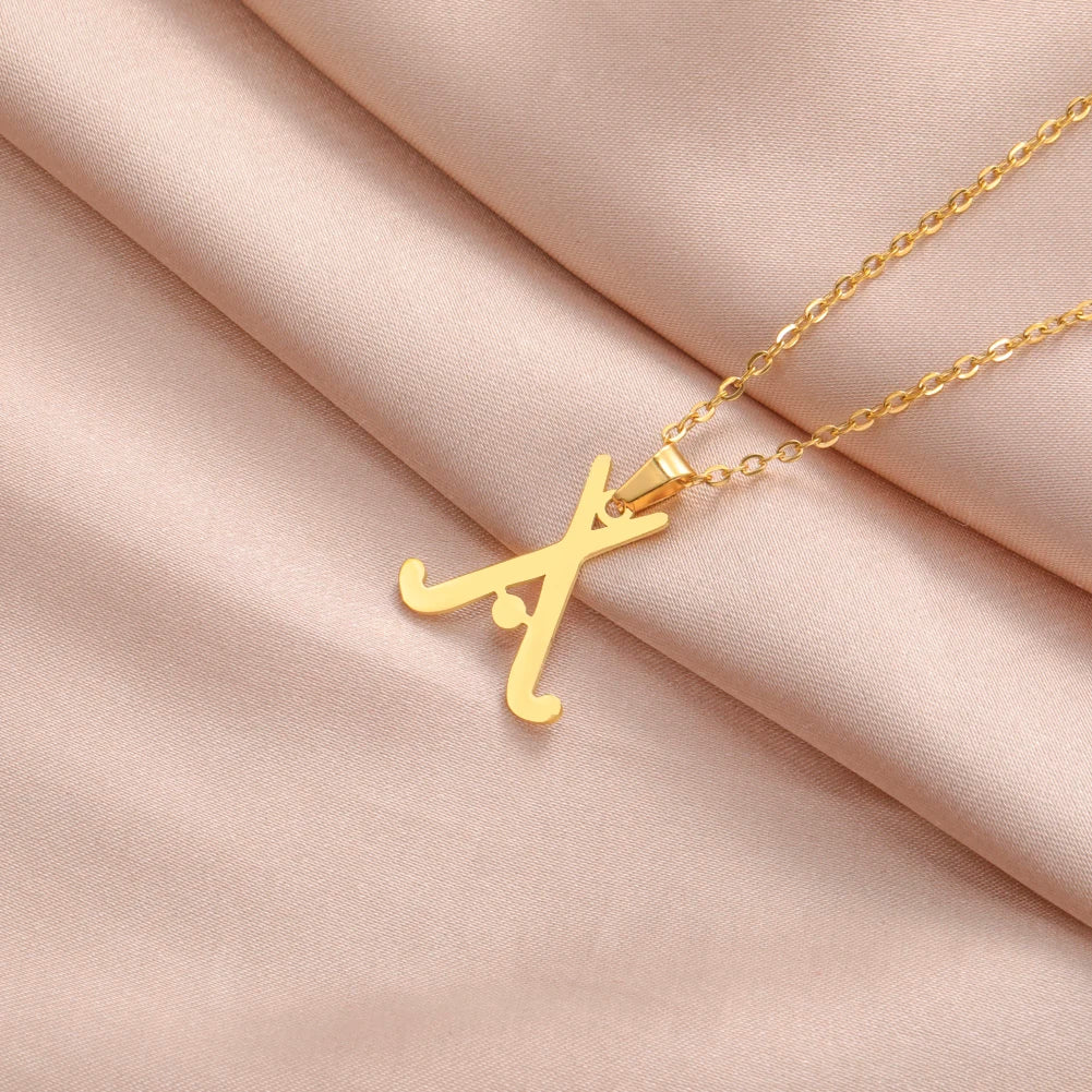 Hockey Stick Pendant Necklace, Stainless Steel