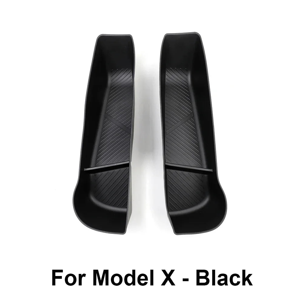 Pair of black door storage boxes for Model X