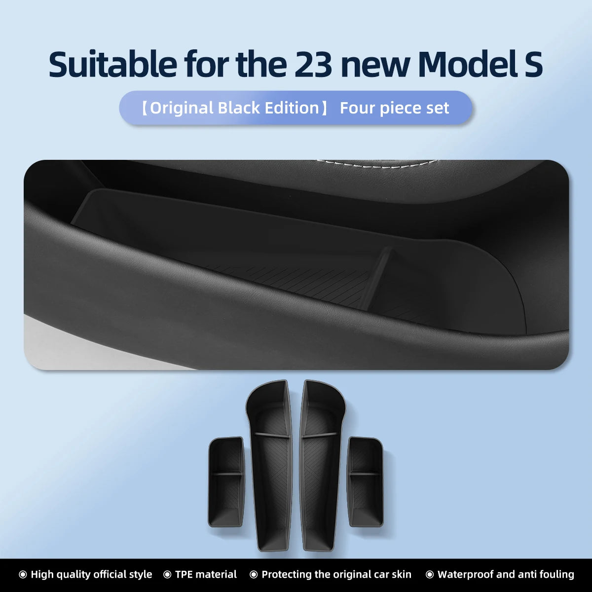 Original black door storage tray four piece set
