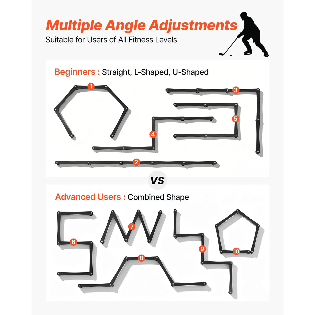 5-Section Adjustable Hockey Stickhandling Trainer