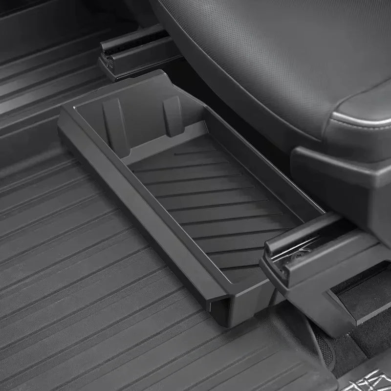 Under seat drawer box installed under a car seat