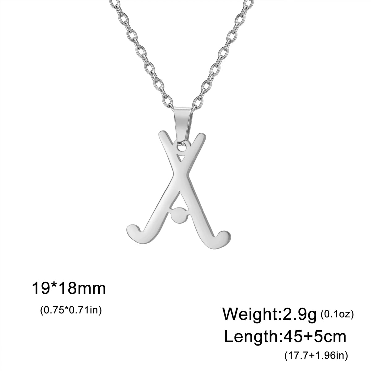 Hockey Stick Pendant Necklace, Stainless Steel