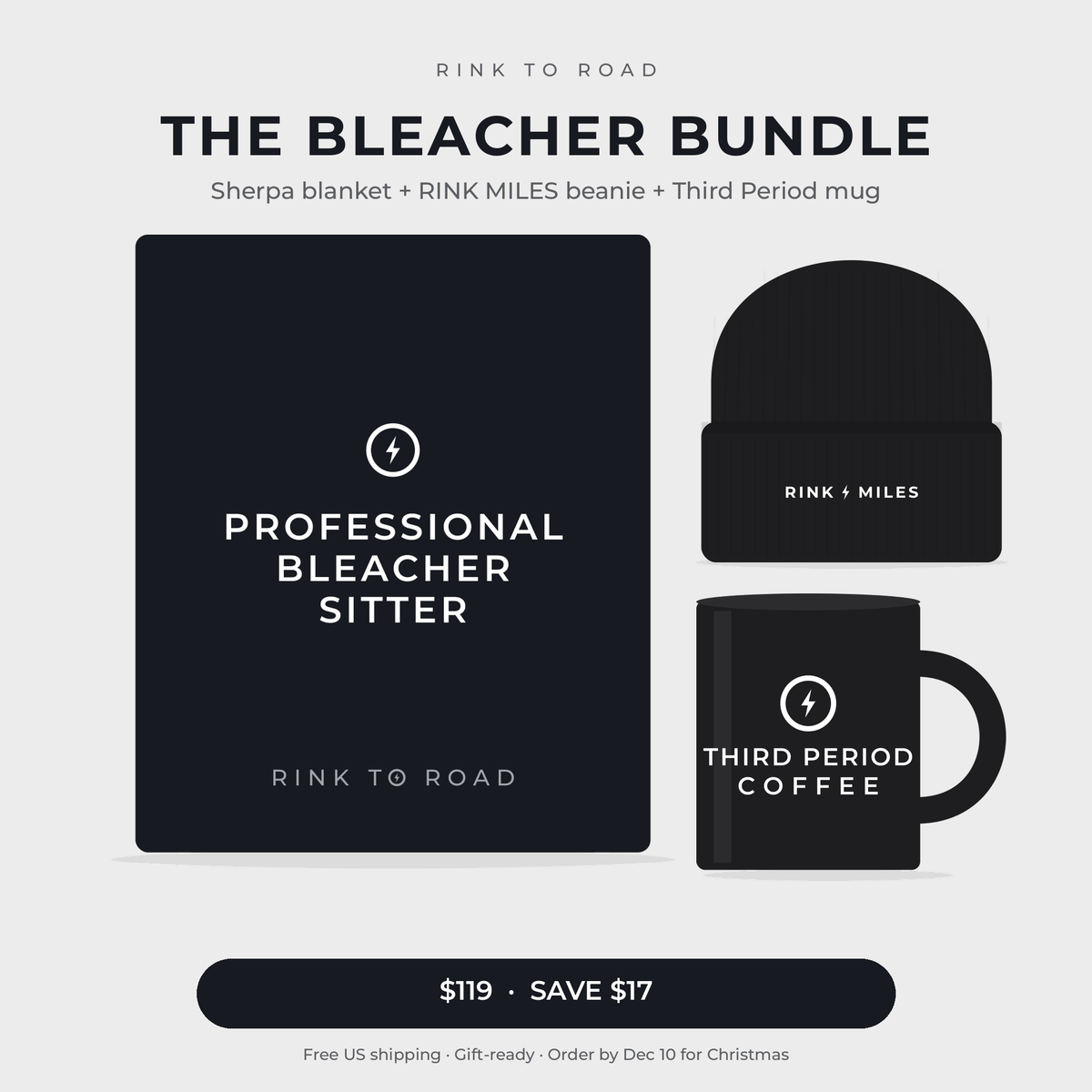 The Bleacher Bundle: Sherpa Blanket, Beanie & Mug Gift Set