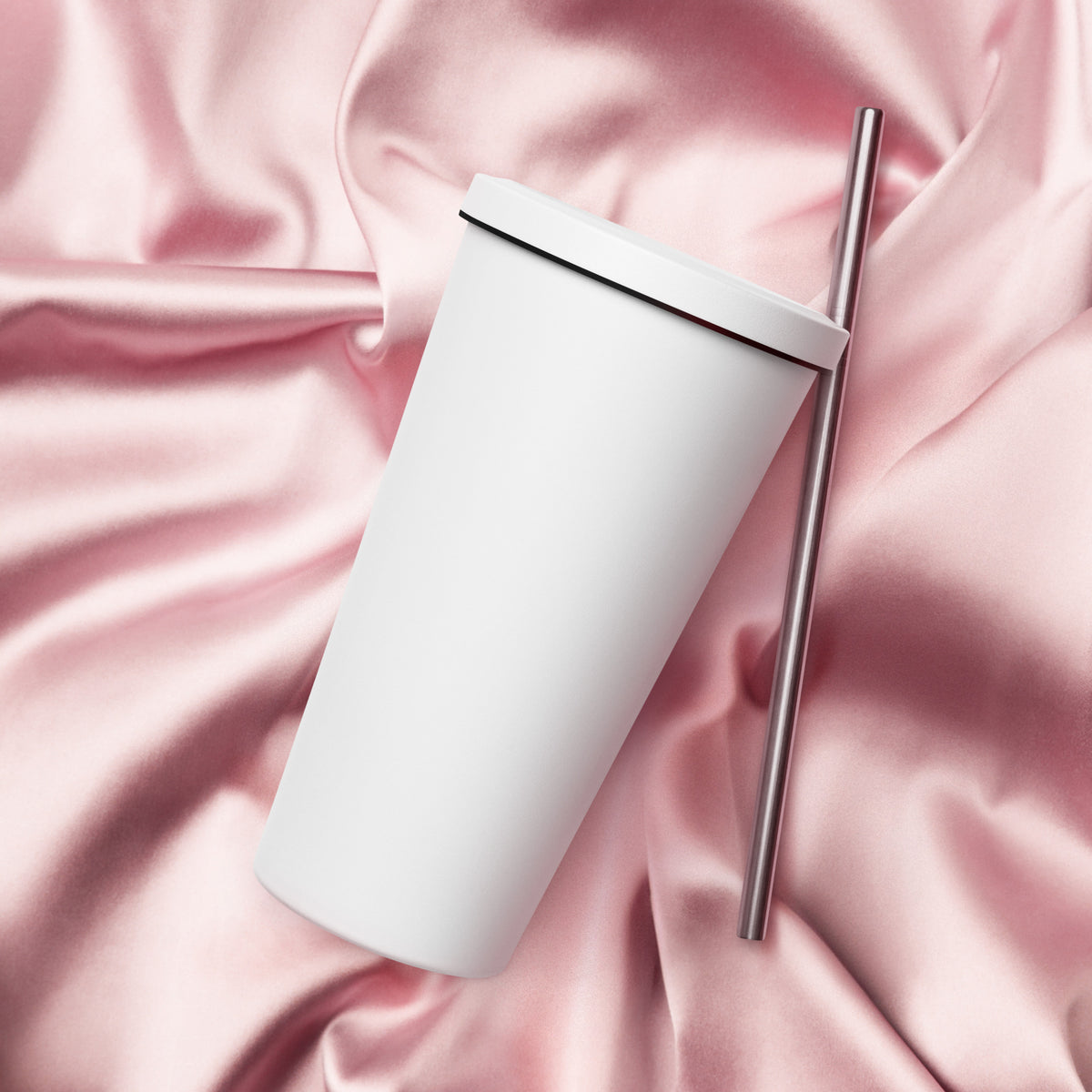 White Fueled by Coffee & Hockey Anxiety 20 oz tumbler with straw, back view