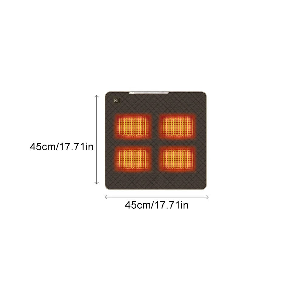 Heated bleacher seat pad 45x45 cm on white background