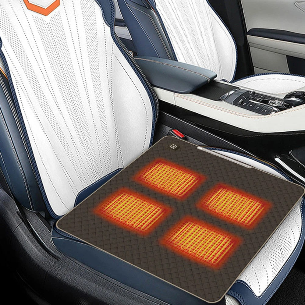 Heated seat pad on a car seat