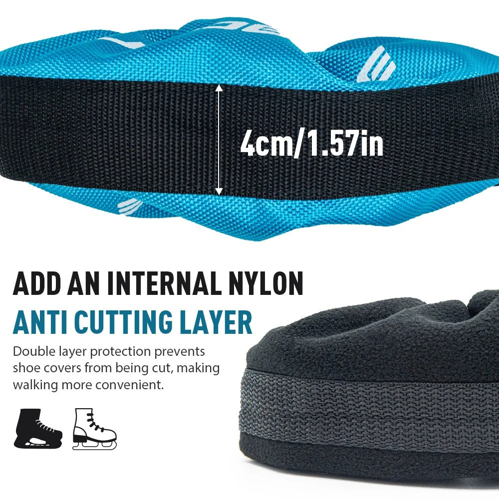 Blue hockey skate blade cover with nylon anti-cutting layer