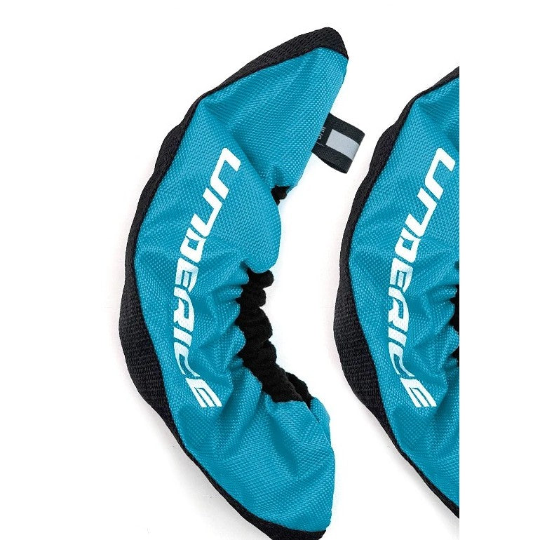 Blue plush skate soakers pair