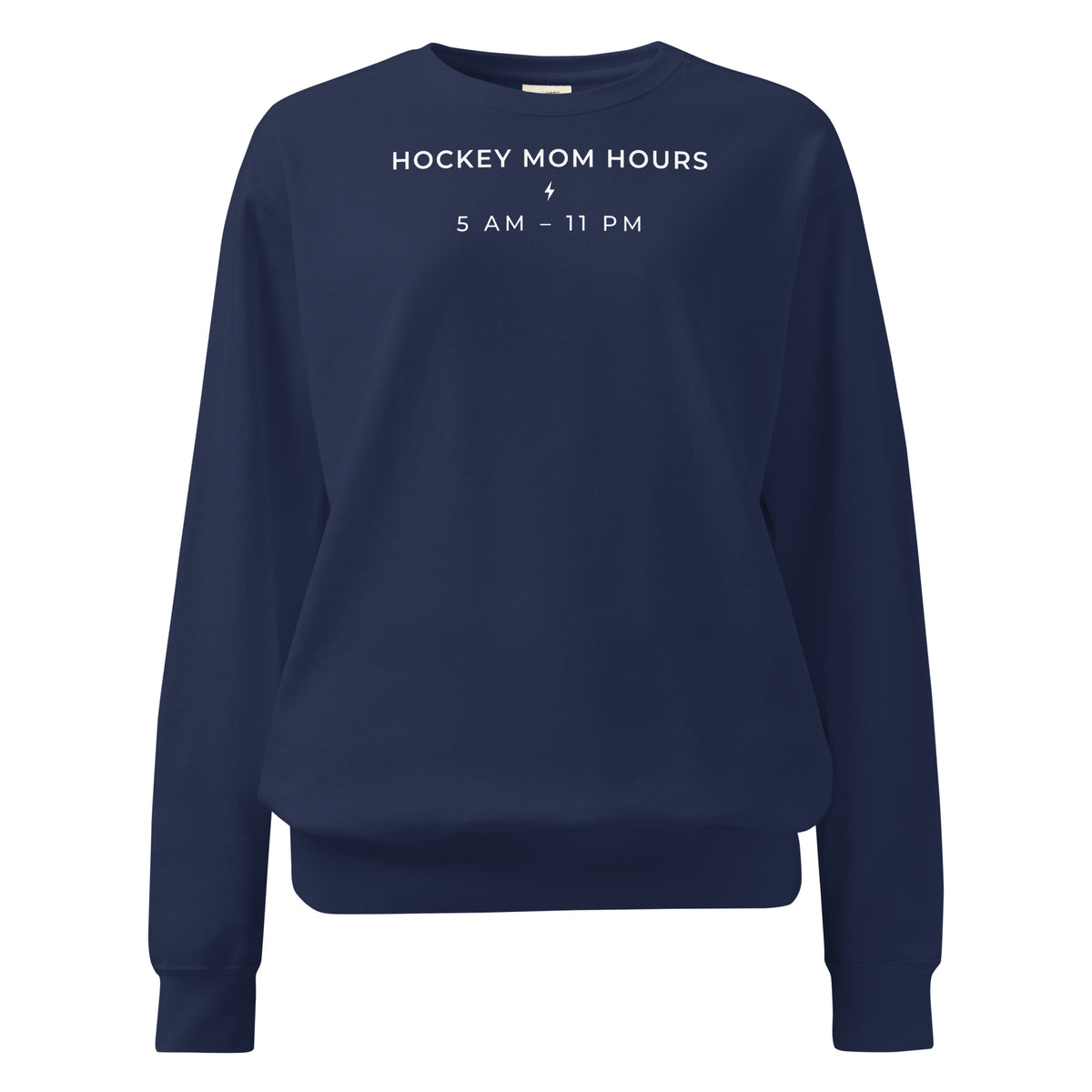 Hockey Mom Hours crewneck sweatshirt in True Navy